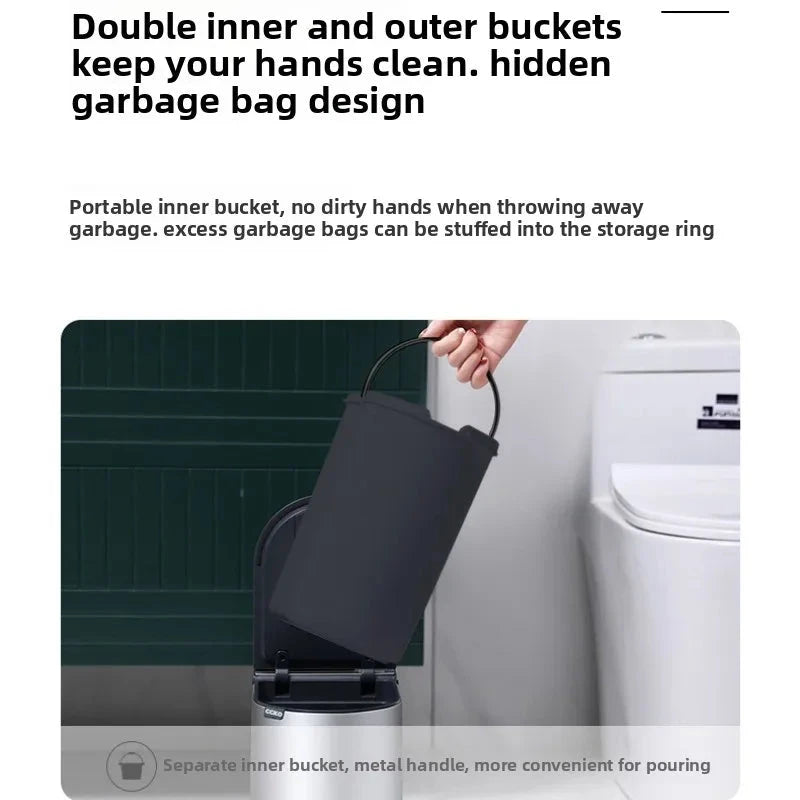 Stainless Steel Automatic Bathroom Trash Can
