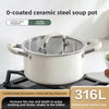 White Ceramic Stainless Soup Pot