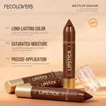 6PCS/Set Waterproof Matte Lipstick Pencil - Contour Tint Lipstick, Non-Stick Cup Lipliner Pen, Long-Lasting Matte Finish, All Skin Types, Beauty Makeup Art, Matte Finish Lipstick