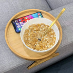 Natural Wood Sofa Armrest Tray
