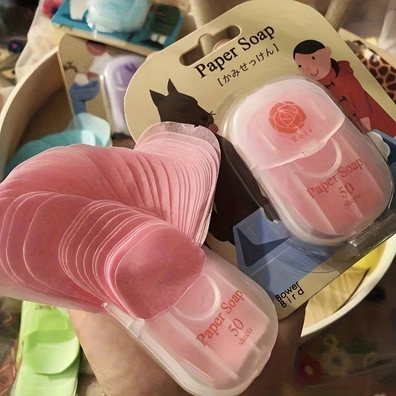 50Pcs Lavender Portable Soap Sheets, Glycerin Disposable Soap Paper for Travel Camping Outdoor