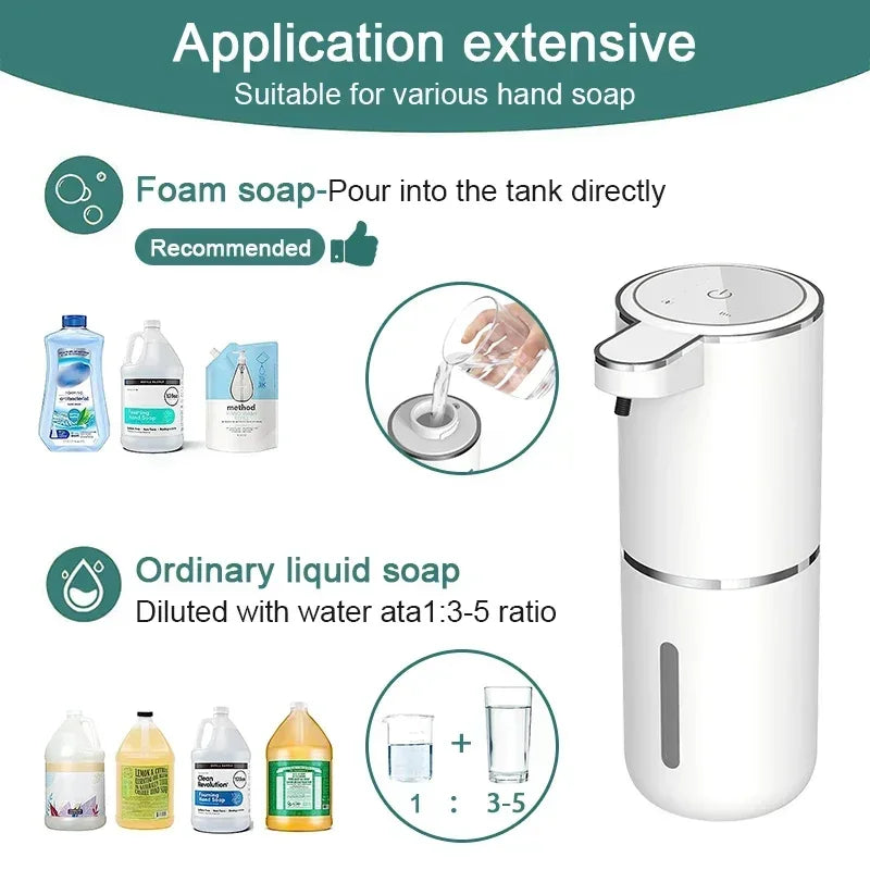 Automatic Soap Dispenser Liquid Foam Touchless Soap Dispenser 380ML USB Rechargeable 4 Level Adjustable Hand Sanitizer P11