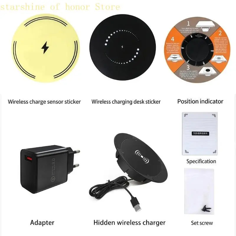 Space Saving Invisible Wireless Chargers 10W Quick For Phones Simple Installation Under Table No Tools Required