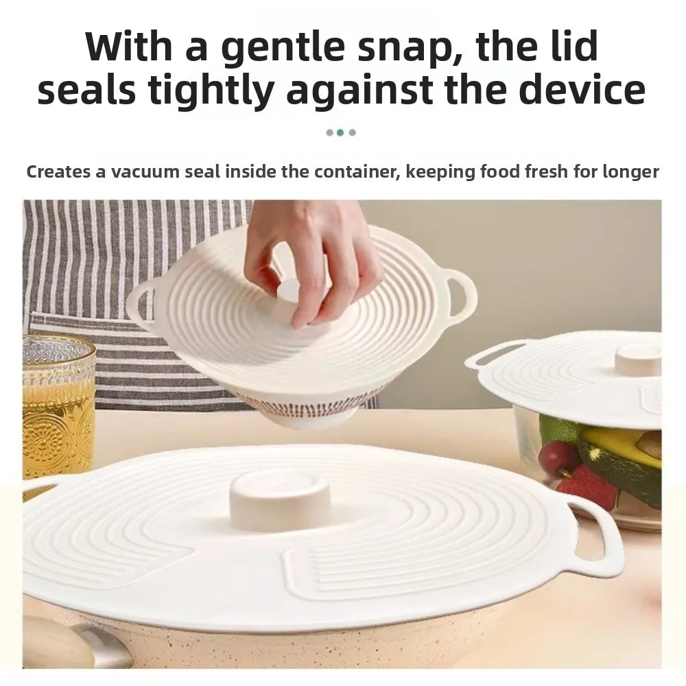 Portable Dustproof Silicone Pot Lid Sealing with Handle Bowl Lid Splash-proof Reusable Oil Cover for Microwave Refrigerator