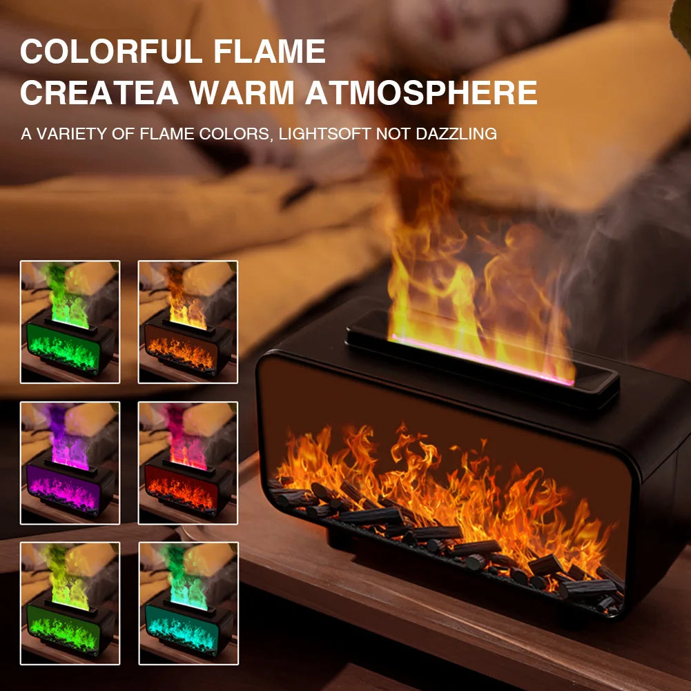 Essential Oil Diffuser, Fireplace Flame Oil Diffuser, Aromatherapy Aroma Humidifier, Upgrade 7 Colors Noiseless for Bedroom Home