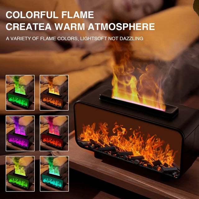 Essential Oil Diffuser, Fireplace Flame Oil Diffuser, Aromatherapy Aroma Humidifier, Upgrade 7 Colors Noiseless for Bedroom Home