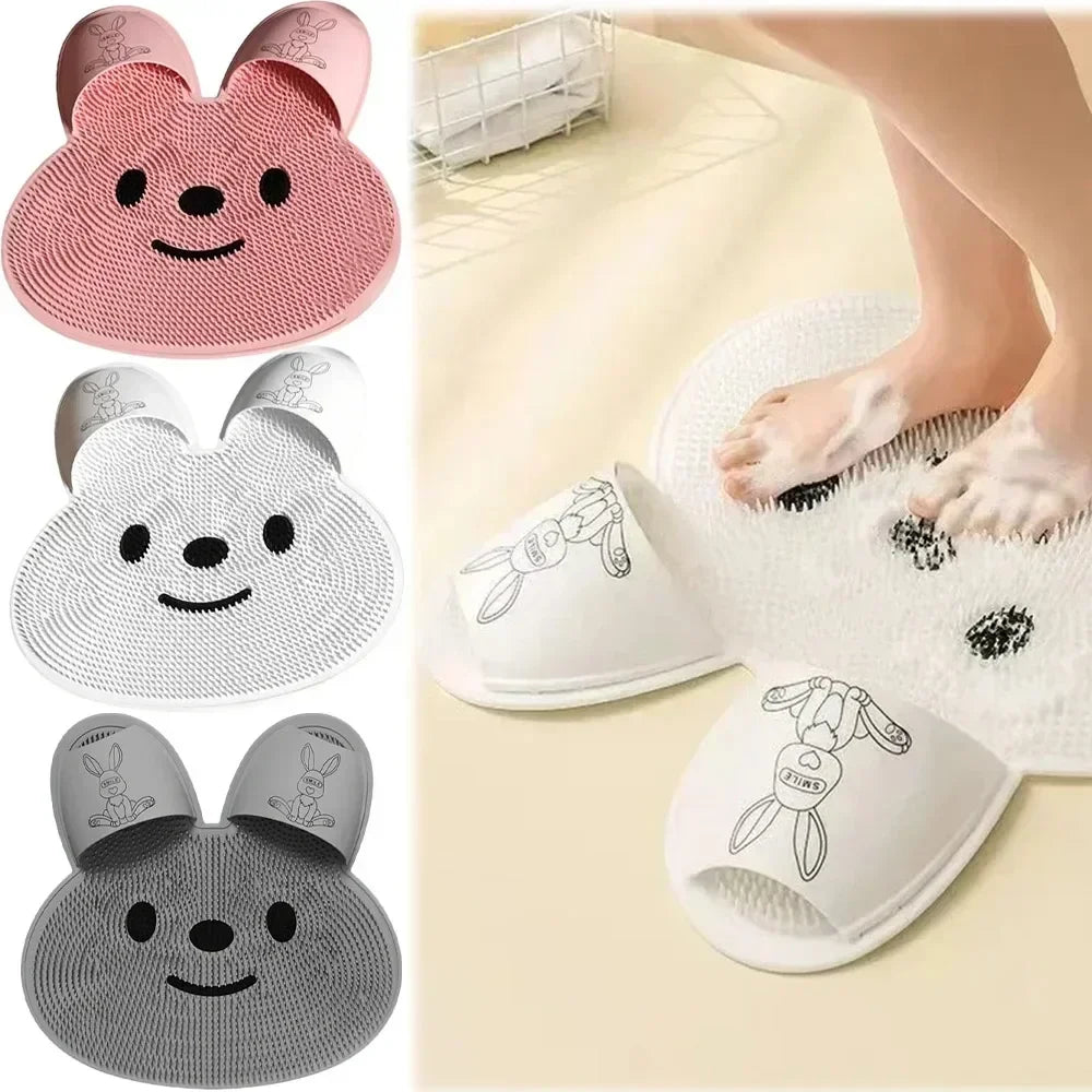 1Pc Silicone Foot Massage Mat, Anti Slip Shower Foot Scrub Pad Exfoliating Dead Skin Remover Bathroom Bath Mat for Feet Cleaning