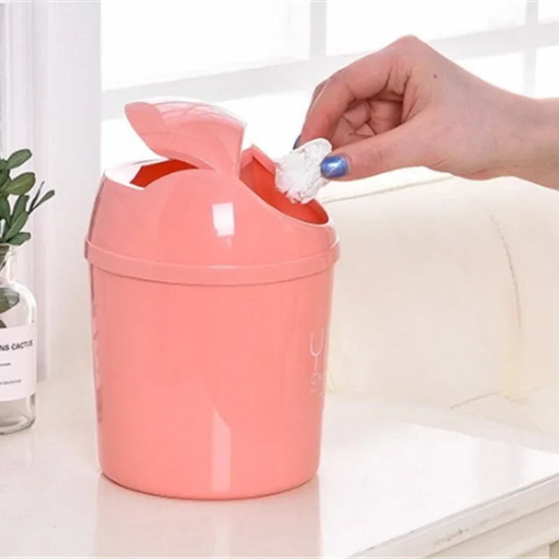 Car Universal Waste Bin with Lid Desktop Office Organizer Storage Home Garbage Basket Container Table Trash Bin Small Trash Can