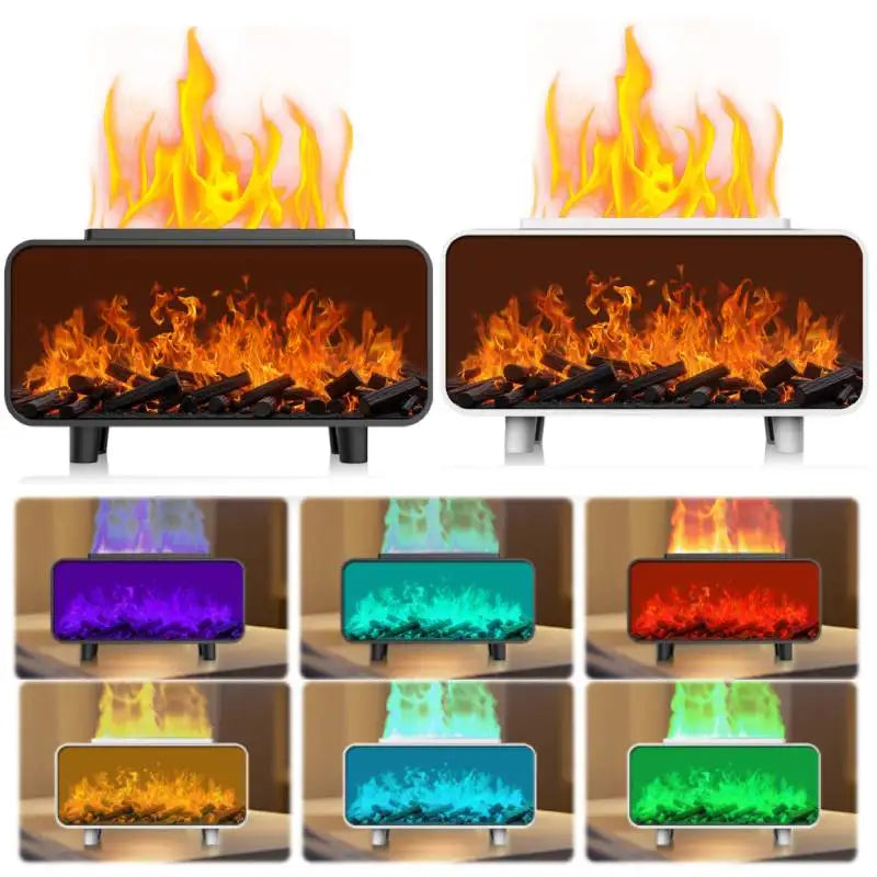 Essential Oil Diffuser, Fireplace Flame Oil Diffuser, Aromatherapy Aroma Humidifier, Upgrade 7 Colors Noiseless for Bedroom Home