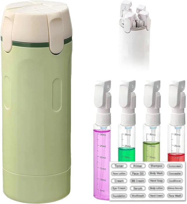 4 in 1 Travel Dispenser Bottles,4Pcs 30ML Leak Proof Pump Bottle with Label Stickers,Portable Refillable Container for Toiletrie