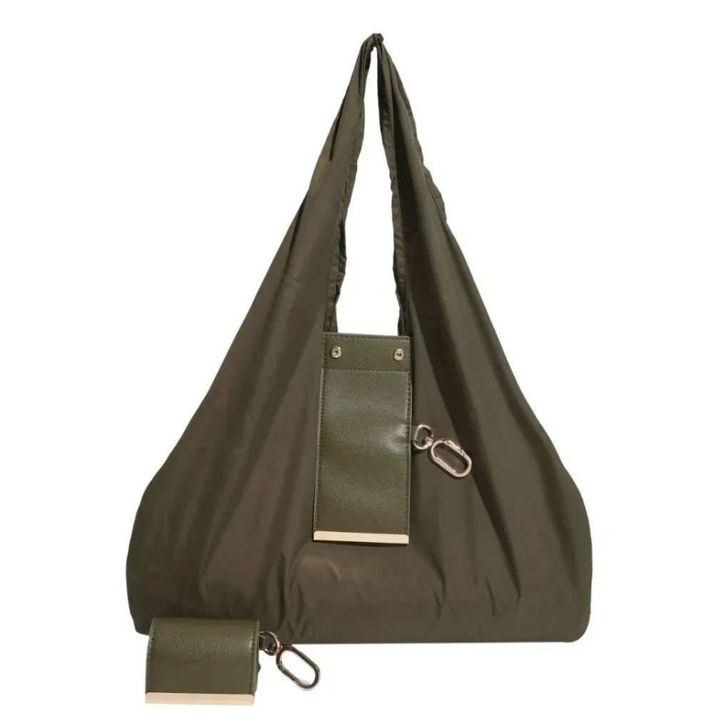 Reusable Mini Keychain Tote Bag Lightweight Large Capacity Foldable Shopping Bag Key Ring Eco-Friendly Expandable Reusable Bag