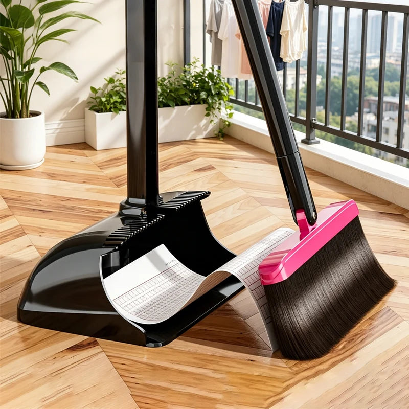 Broom and Dustpan Set for Home Use, Non-Stick Hair Broom, 2026 New Model, Extended Soft Bristle Broom for Floors