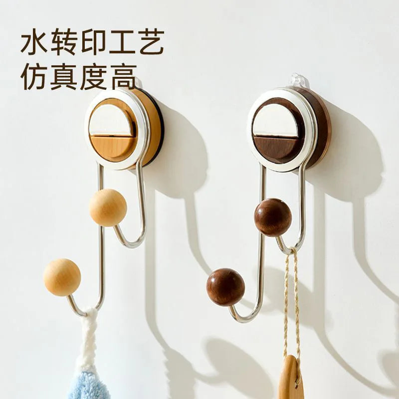 Household Removable Suction Cup Hooks Double Hooks Vacuum Shower Hooks Organizer Storage Wall Hanger Kitchen Bathroom