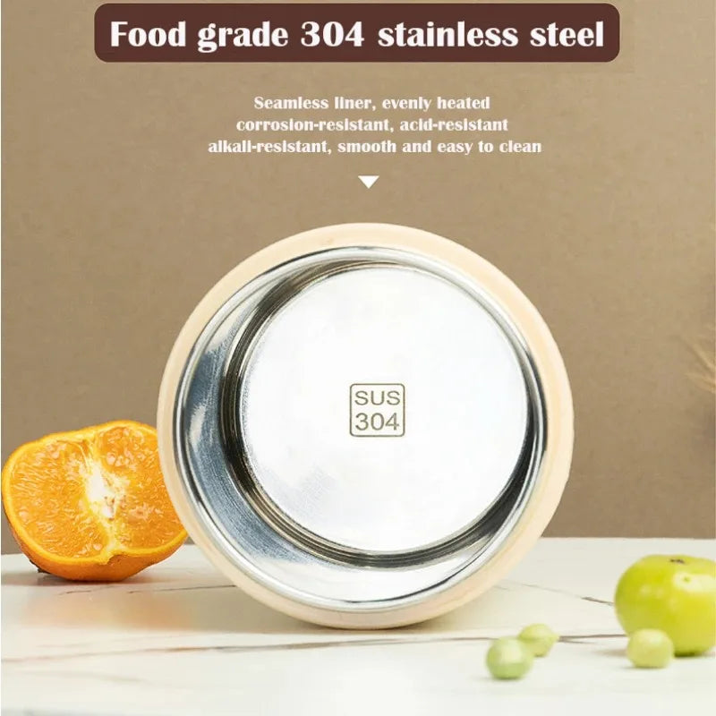 600ML Portable USB Electric Heating Lunch Box Stainless Steel Food Warmer with Drink Function for Picnics Food Heater