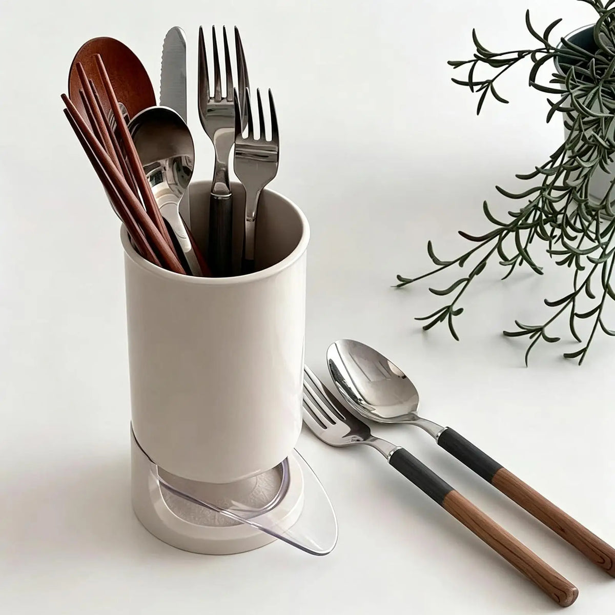 Small Cutlery Rack Utensil Holder Countertop Self-Draining Compact Storage Spatula Holder Kitchen Utensil Organizer For Spoon