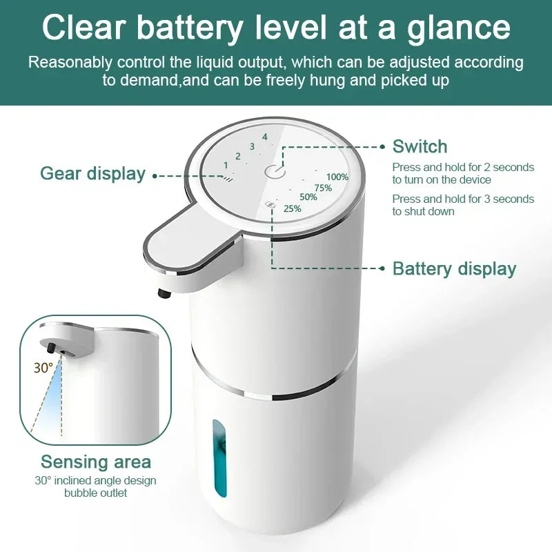Automatic Soap Dispenser Liquid Foam Touchless Soap Dispenser 380ML USB Rechargeable 4 Level Adjustable Hand Sanitizer P11