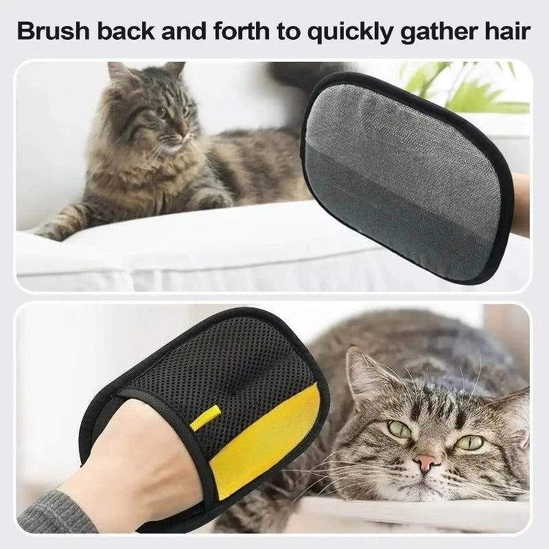 Double-Sided Electrostatic Pet Hair Remover Glove, Reusable Cat & Dog Brush for Sofa, Carpet & Clothes Hair Removal