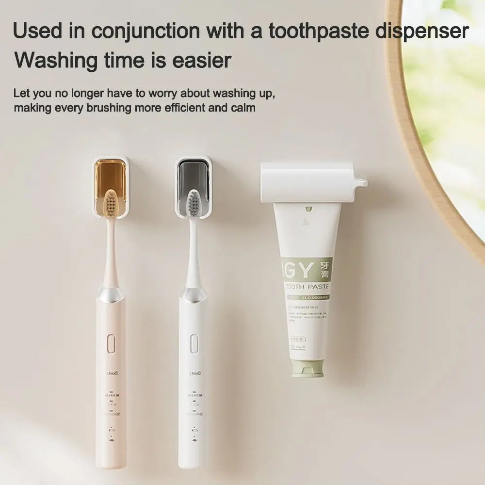 Portable Dustproof Toothbrush Holder Flip-top Wall Mounted Toothbrush Rack Toothbrush Storage Box