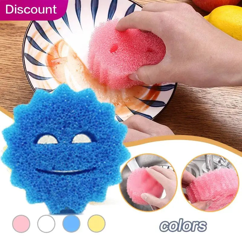 For Kitchen Dishwashing Sponge Rag Powerful Scouring Pad Bathroom Cleaning Household Tools Accessories Merchandises Home
