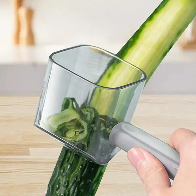1pc Kitchen Gadget Stainless Steel Single Head Peeler Vegetable and Fruit Long Handle Creative Peeler with Storage