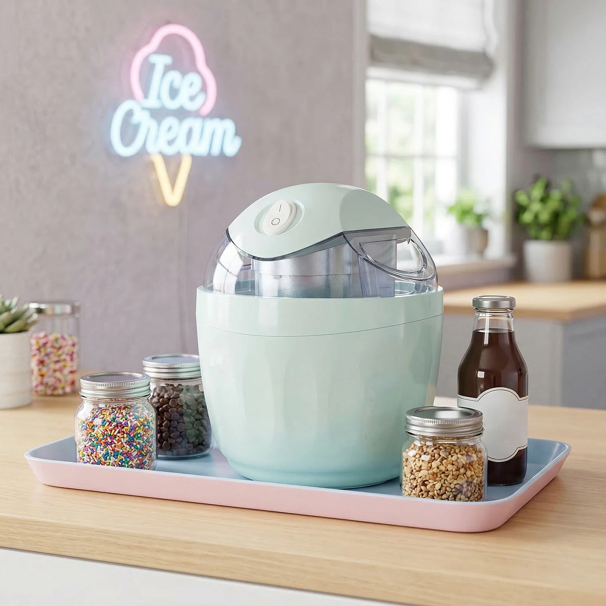 Single Serve Personal Ice Cream Maker Just 15 Minutes Personal Gelato & Sorbet Machine One-Touch Ideal for Summer Desserts
