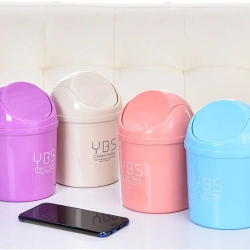 Car Universal Waste Bin with Lid Desktop Office Organizer Storage Home Garbage Basket Container Table Trash Bin Small Trash Can
