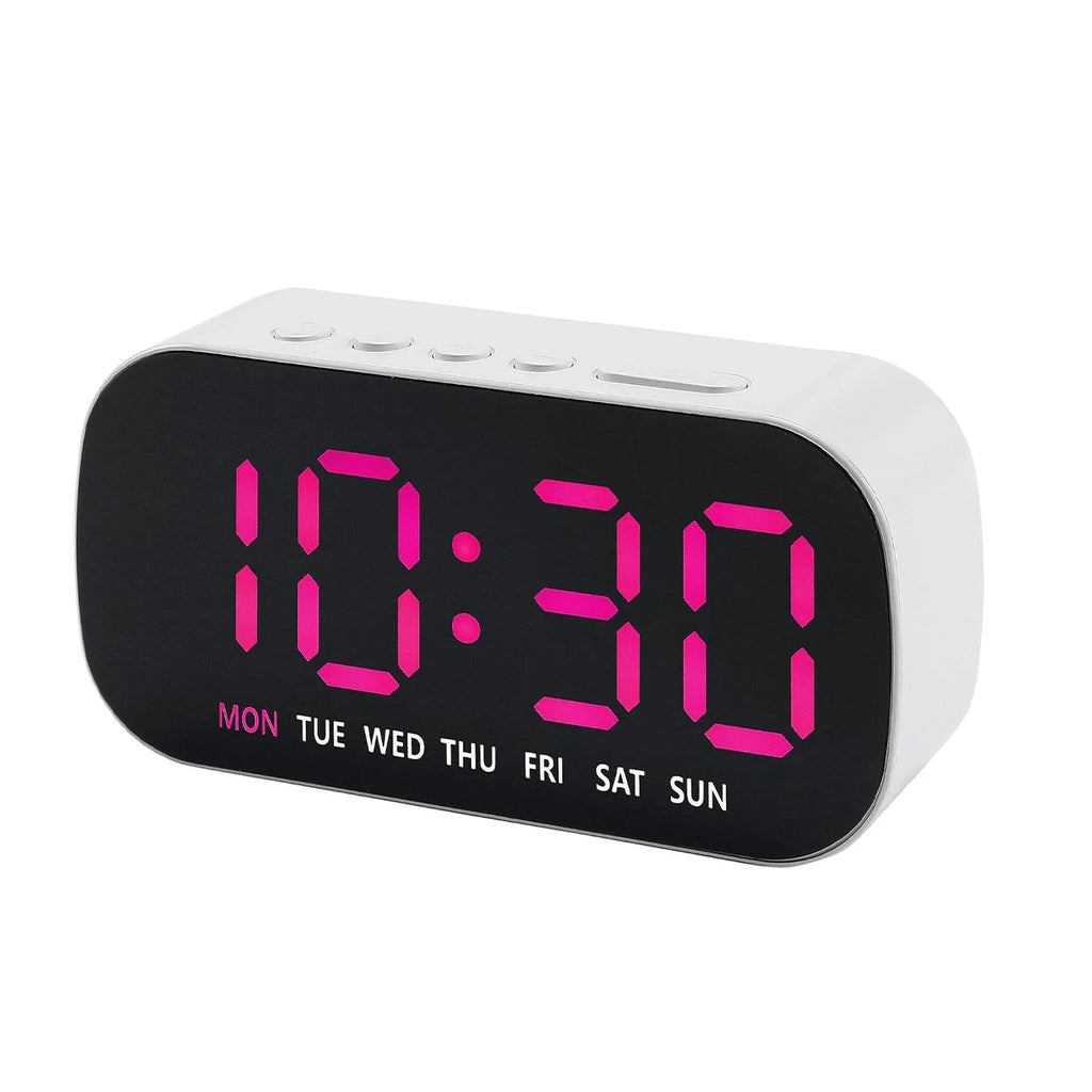 LED Digital Alarm Clock USB Powered Temperature Date Week Dual Alarm Night Mode Snooze Clock 5 Level Brightness 12/24H LED Clock