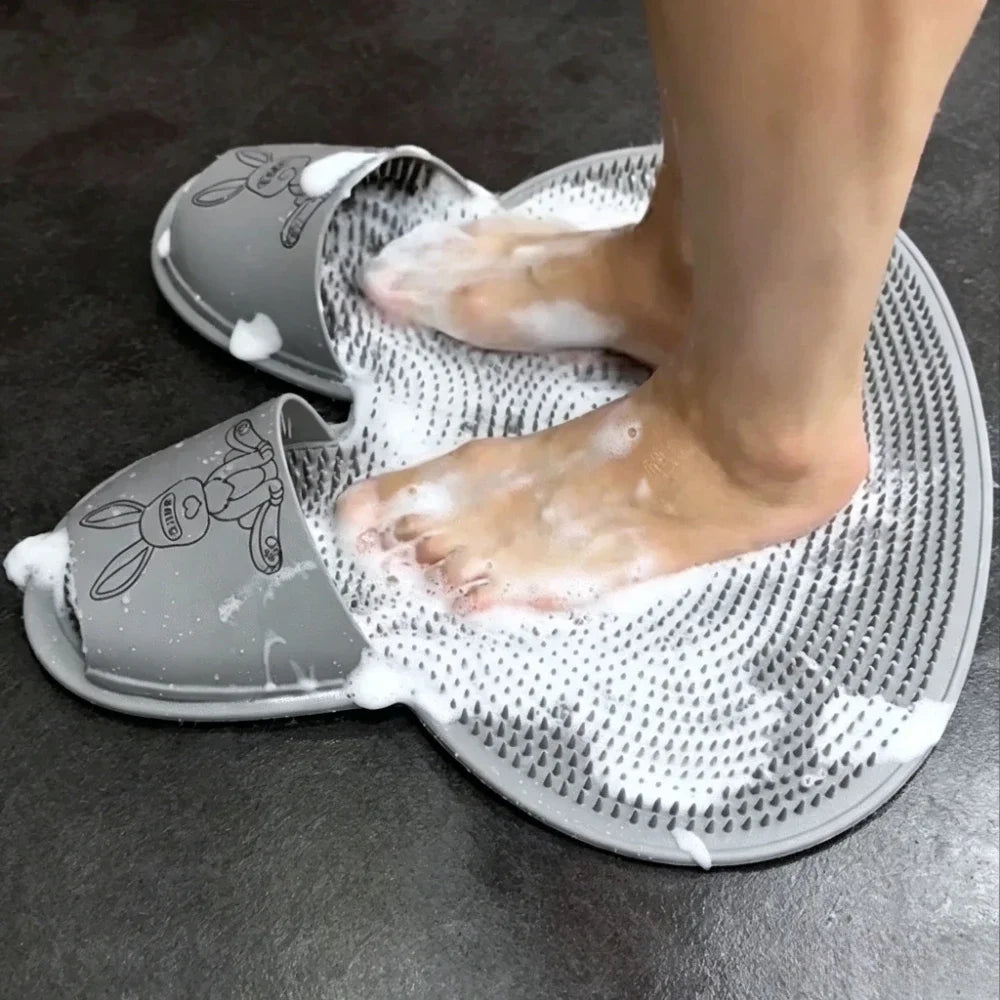 1Pc Silicone Foot Massage Mat, Anti Slip Shower Foot Scrub Pad Exfoliating Dead Skin Remover Bathroom Bath Mat for Feet Cleaning