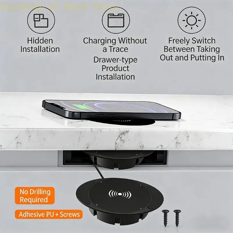 Space Saving Invisible Wireless Chargers 10W Quick For Phones Simple Installation Under Table No Tools Required