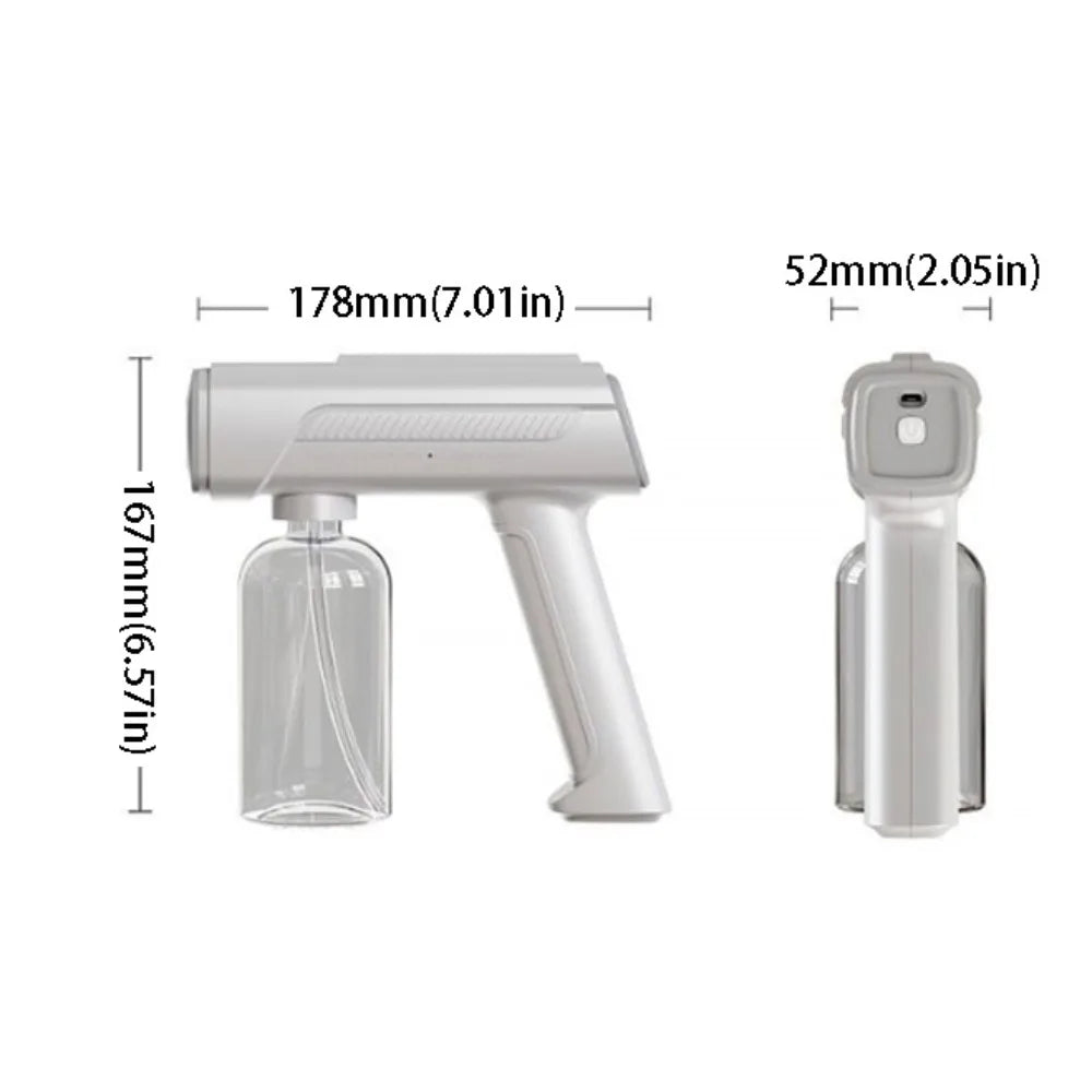 Rotating Nozzle Atomizing Spray Bottle Wireless Automatic Electric Sprayer Blue Light USB Rechargeable Portable Atomizer