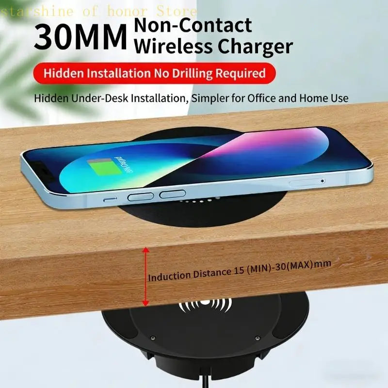 Space Saving Invisible Wireless Chargers 10W Quick For Phones Simple Installation Under Table No Tools Required