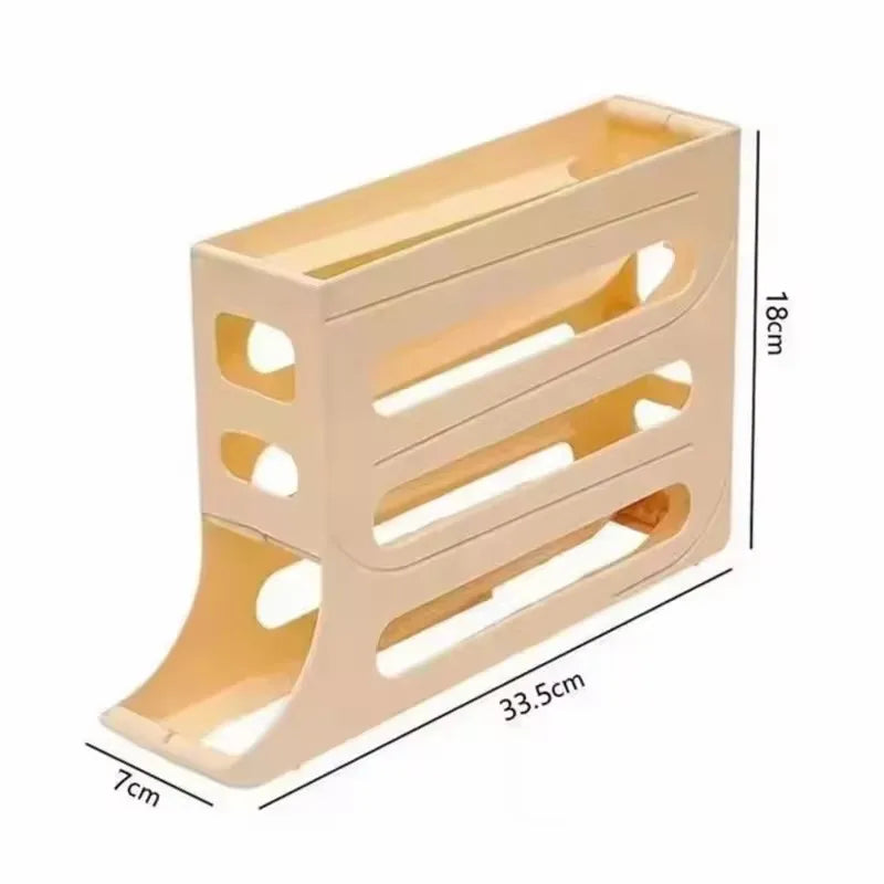 4-Layer Rolling Egg Holder for Refrigerator, Space-Saving Kitchen Fridge Storage Rack