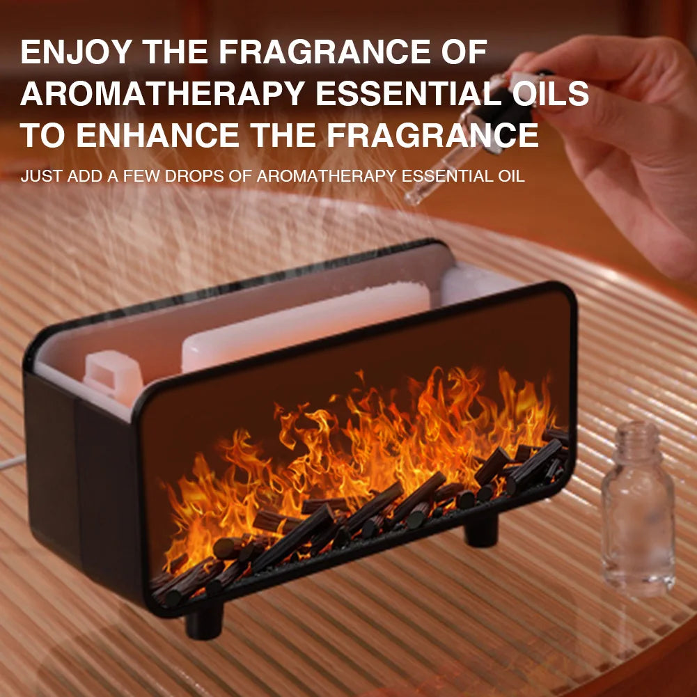 Essential Oil Diffuser, Fireplace Flame Oil Diffuser, Aromatherapy Aroma Humidifier, Upgrade 7 Colors Noiseless for Bedroom Home