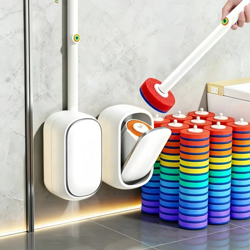 Joybos Disposable Toilet Brush Set 56Pcs Sponge Brush Heads Wall Mounted Household Toilet Cleaning Tools Bathroom Accessories
