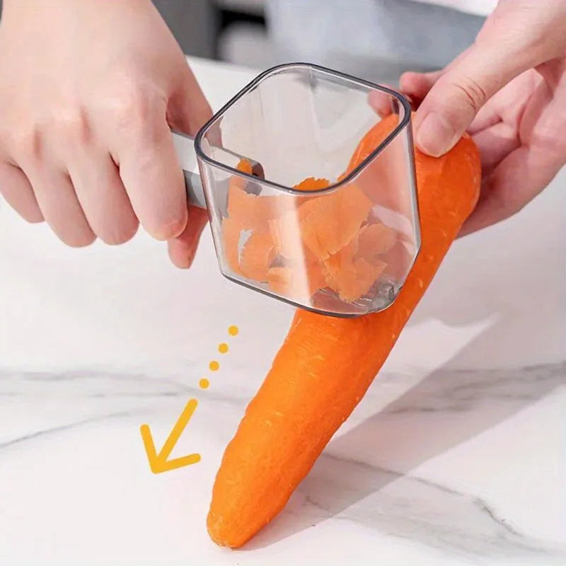 1pc Kitchen Gadget Stainless Steel Single Head Peeler Vegetable and Fruit Long Handle Creative Peeler with Storage