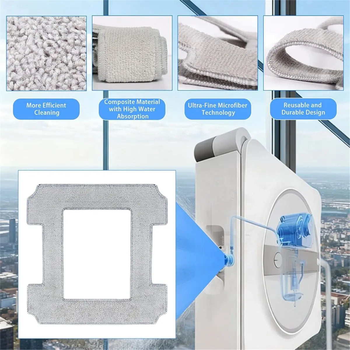Cleaning Cloths for Winbot W2 PRO Omni/W2 Pro/W2/W1 Pro/W1 Window Cleaning, Washable Microfibre Cleaning Pad