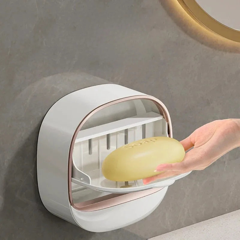 Waterproof Soap Saver Dish, Non-Slip Shower Soap Holder - Leak-Proof Bathroom Storage, Modern Soap Box for Sink