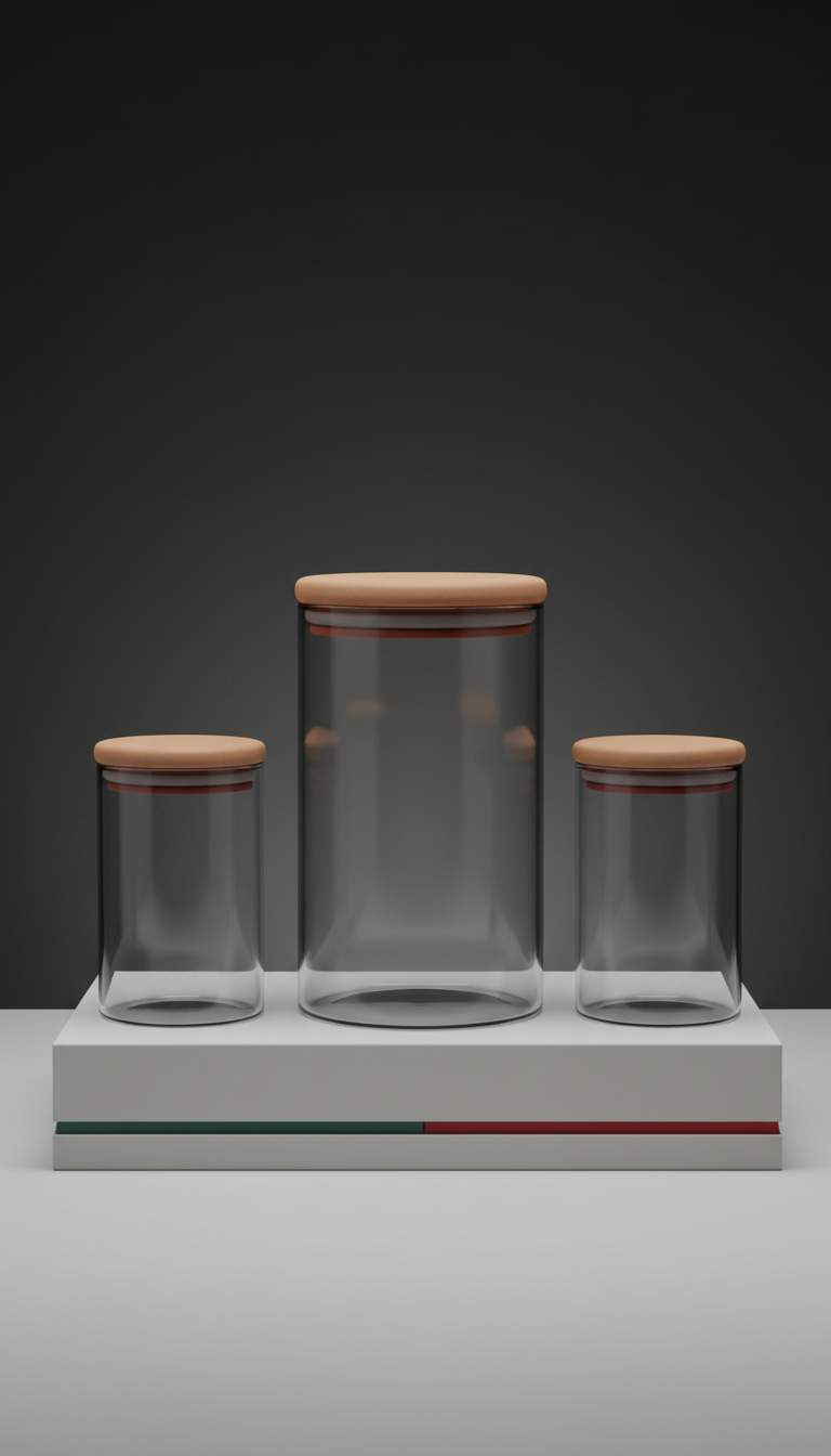 Tempered Glass Spice Jars Set